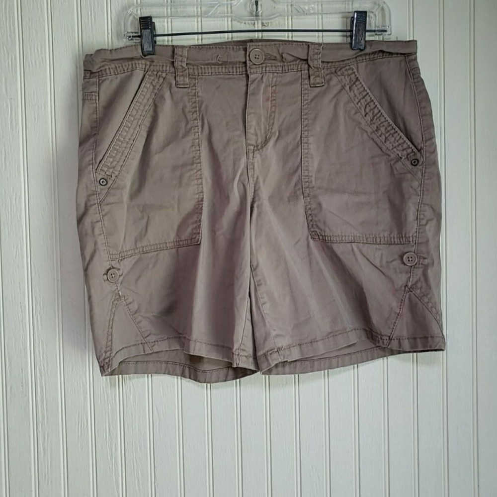Supplies Shorts Womens 10 Beige Chino Twill Utility Cargo Pockets Casual Summer